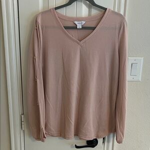 Calvin Klein Women's Blush V-Neck Blouse